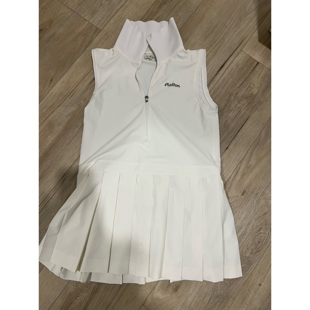 Malbon Golf Devon Dress White Women's Size 8 Pleated Golf Tennis Dress